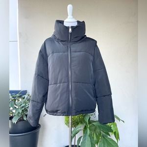 Mango Black Oversized Puffer Jacket- EUR L/ US M